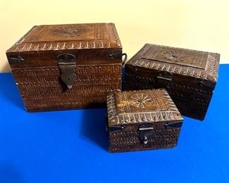 Hand-carved wooden boxes
