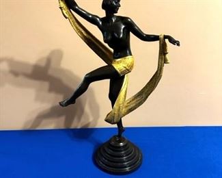 Bronze Art Deco Dancer w/Scarf by Fanny Rozet 21" high