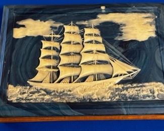 Dantes Ship Nautical Blue Jewelry Trinket Box