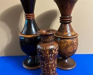 Wood vases/urns 14"-24" tall