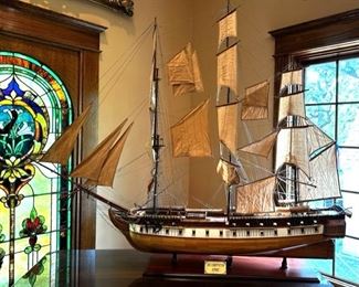 Old Modern Handicrafts of USS Constitution ship, approx. 46" long and tall