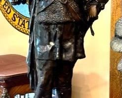 Bronze Turkish or Arabian man w/sword 37" tall, weighs approx. 40 lbs. signed Giancarlo