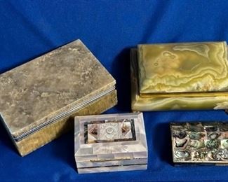 Decorative boxes including Alabaster and inlay mother of pearl