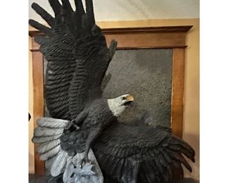 "Windwalker with Trout" 58" tall, this creation is by sculptor Kitty Cantrell. This is made from a combination of materials including bronze, pewter, brass, copper, 24 kt. gold vermeil. This item is for immediate sale $18,000, please call for details Call 612-462-2293 or email abernstein@willmatthill.com
https://kittycantrell.com/about/.  https://www.manitouj.com/cantrell/windwalker.htm