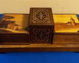 Marquetry wood cigarette box