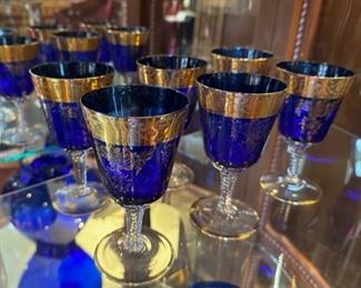Cobalt blue and gold stemware
