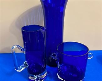 Cobalt blue Krosno Poland glass 