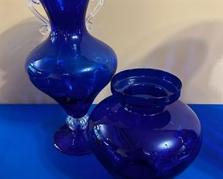 Italian Cobalt blue vase, smaller vase-Pilgrim glass 