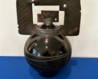 Large Raku pottery vase