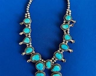 Turquoise squash blossom necklace
