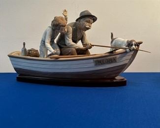 LLadro "Fishing with Gramps" on wooden platform