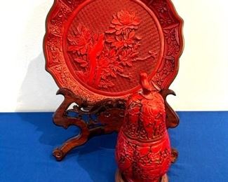 Vintage Chinese Cinnabar pieces