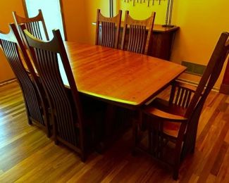 Amish Dining Room Table and Chairs from Welcome Amish Furniture in Albertville, set includes table with two leaves and six chairs