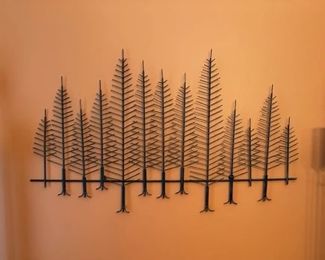 Iron Pine Tree Forest wall sculpture
