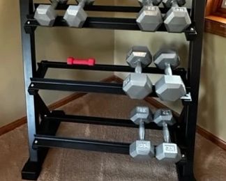 Hand weights with stand