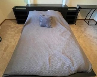 ikea platform full bed with slide out side tables. (51"x73")