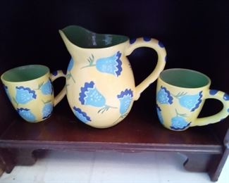 Blue Pitcher and Cups