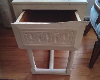 White Side Table with Drawer 