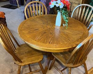 Round Wood Table & 4 Chairs