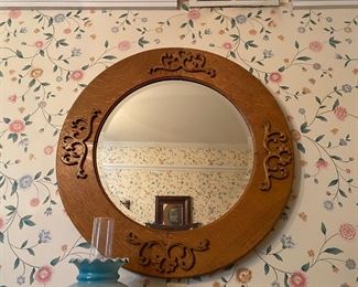 Round oak mirror