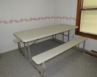 Metal frame picnic table with all weather boards