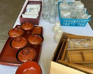 rice bowl sets, glassware and plate sets