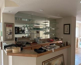 large glassware drink sets, and other japanese eatery sets, wall pictures