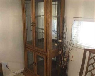 Exquisite Wooden and Glass Cabinet 36 x 16 x 80 with Charming Plant Decor Must See 