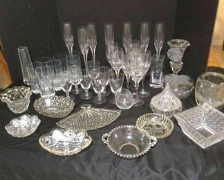 Large Glass Lot Few Pieces Crystal