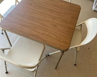 Versatile Game Night Set Card Table and 4 Meco Brand Metal Folding Chairs Gather Round for Fun