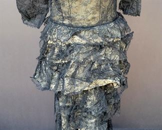 Numbered and signed vintage Balenciaga lace dress from the Vanderbilt family