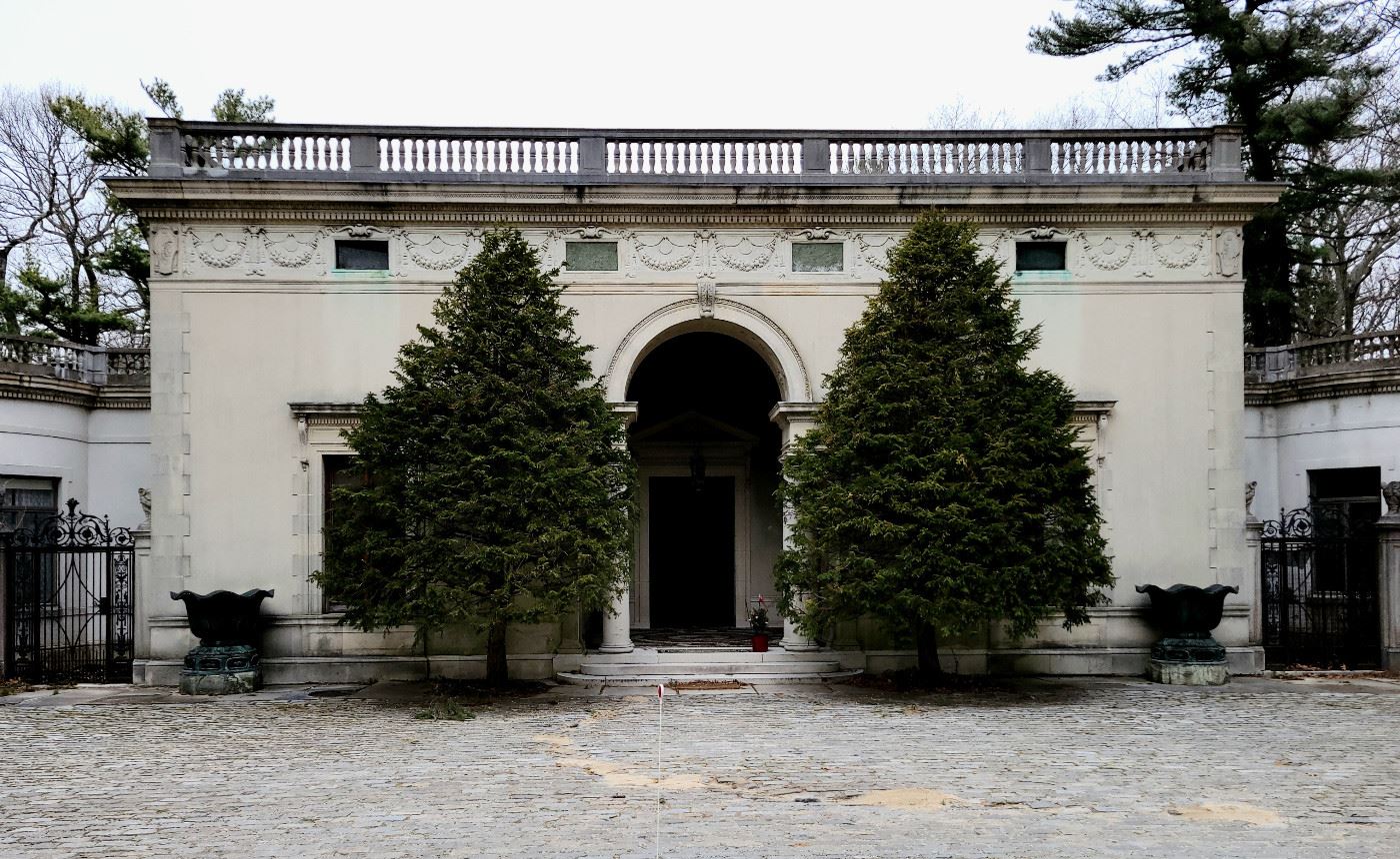 Massive Chinese Qing or Japanese Meiji Bronze Lotus Urns Fountains from the entrance to the Gertrude Vanderbilt Whitney studio and gardens.