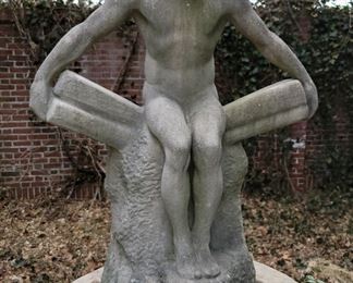 Gertrude Vanderbilt Whitney monumental stone Youth sculpture with dated 504 Roman urn