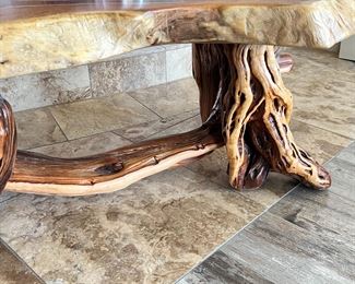 Rustic Live Edge Natural Free Form Slab Wood & Turquoise Epoxy Coffee Table 	18 x 50.5 x 29.in	HxWxD
