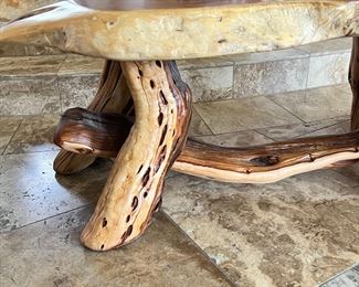 Rustic Live Edge Natural Free Form Slab Wood & Turquoise Epoxy Coffee Table 	18 x 50.5 x 29.in	HxWxD
