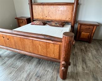 King Ponderosa Pine Log Bed Custom Made No Mattress