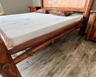 King Ponderosa Pine Log Bed Custom Made No Mattress