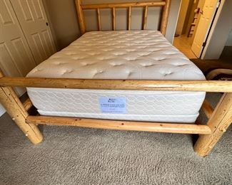 Queen Pine Log Bed with Frame Mattress & Box Spring