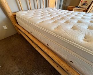 Queen Pine Log Bed with Frame Mattress & Box Spring
