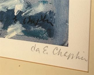 Signed Elisabeth Chaplin  Landscape Litho Print Framed Art 