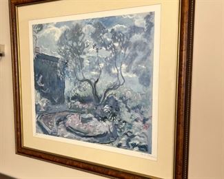 Signed Elisabeth Chaplin  Landscape Litho Print Framed Art 