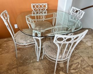 5pc Iron & Glass Table 6 Chairs