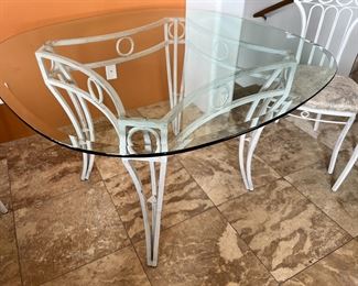 5pc Iron & Glass Table 6 Chairs