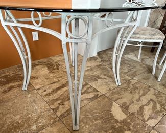 5pc Iron & Glass Table 6 Chairs