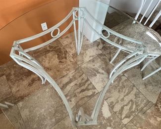 5pc Iron & Glass Table 6 Chairs