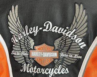 HARLEY DAVIDSON Motorcross Embroidered Orange and Black Panel Jacket