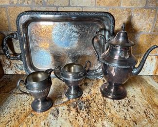 4pc Academy Silver on Copper Teaset