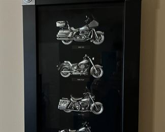 Harley Davidson Motorcycles Bikes Of The 1980s Framed Art Plaque Shadow Box