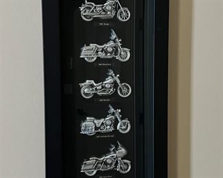 Harley Davidson Motorcycles Bikes Of The 1990s Framed Art Plaque Shadow Box
