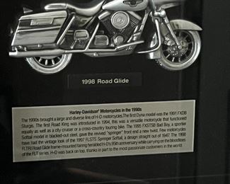 Harley Davidson Motorcycles Bikes Of The 1990s Framed Art Plaque Shadow Box